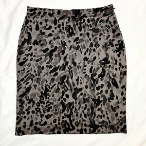 NWOT Ann Taylor Gray & Bl Animal Print Pencil Skirt - Size 4